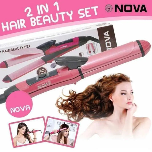 Nova 2 in 1 Hair Styling Set Pink ABS